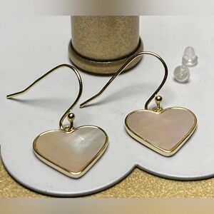Mother of Pearl 18KT Gold Plated 925 Sterling Silver Heart Drop Earrings NWT